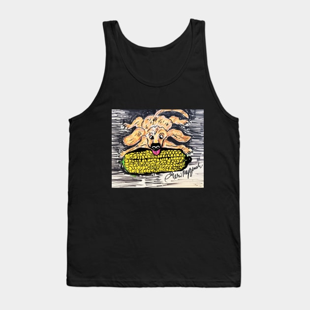 Just a Dog enjoying his corn on the cob Tank Top by TheArtQueenOfMichigan 